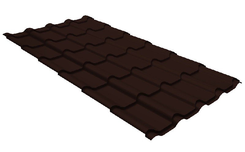 Металлочерепица Grand Line камея 0,5 GreenCoat Pural Matt RR 887 шоколадно-коричневый (RAL 8017 шоколад)