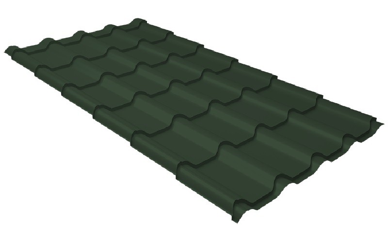 Металлочерепица Grand Line камея 0,5 GreenCoat Pural matt RR 11 темно-зеленый (RAL 6020 хромовая зелень)