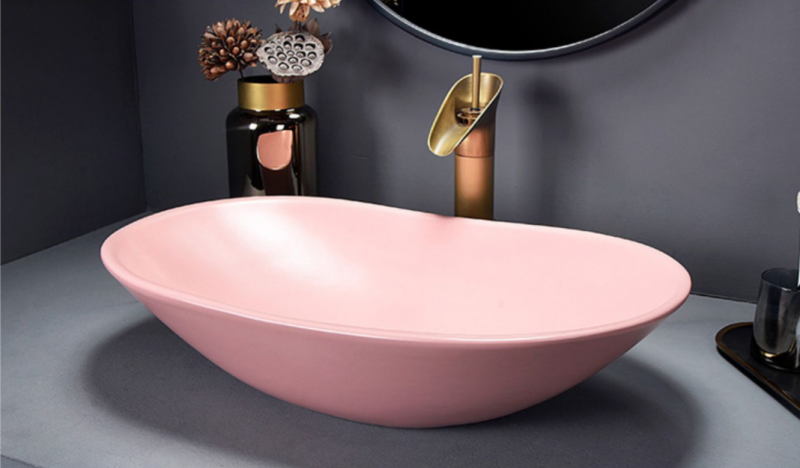Накладная дизайнерская керамическая раковина для ванной - Пинко