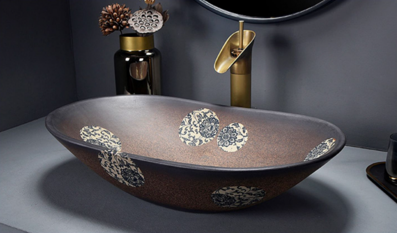 Накладная дизайнерская керамическая раковина для ванной - Глазурь