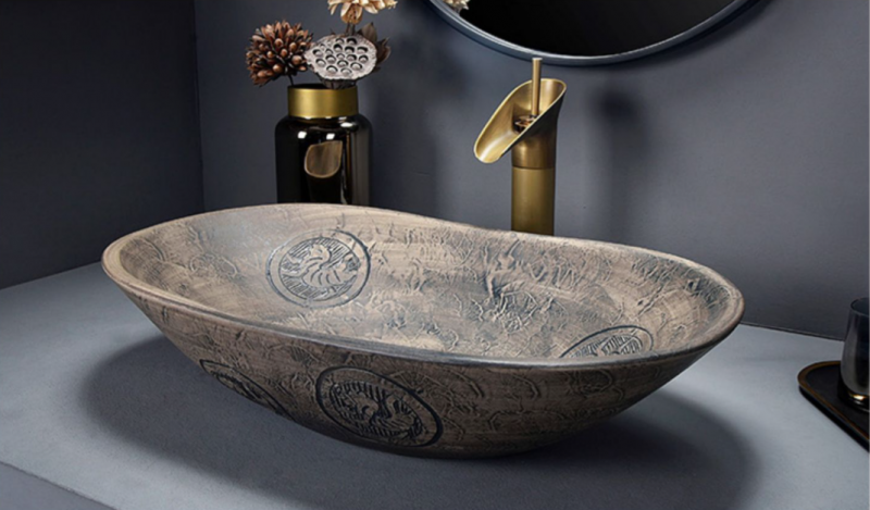 Накладная дизайнерская керамическая раковина для ванной - Глазурь Нова