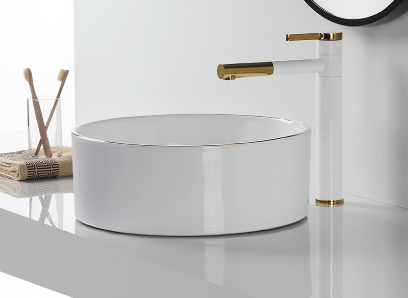 Накладная дизайнерская керамическая раковина для ванной - Белый Лебедь