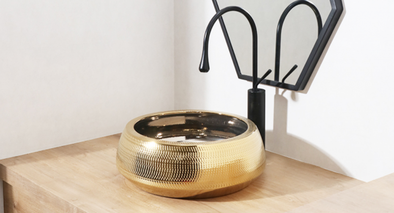 Накладная дизайнерская керамическая раковина для ванной - Золотой Будда