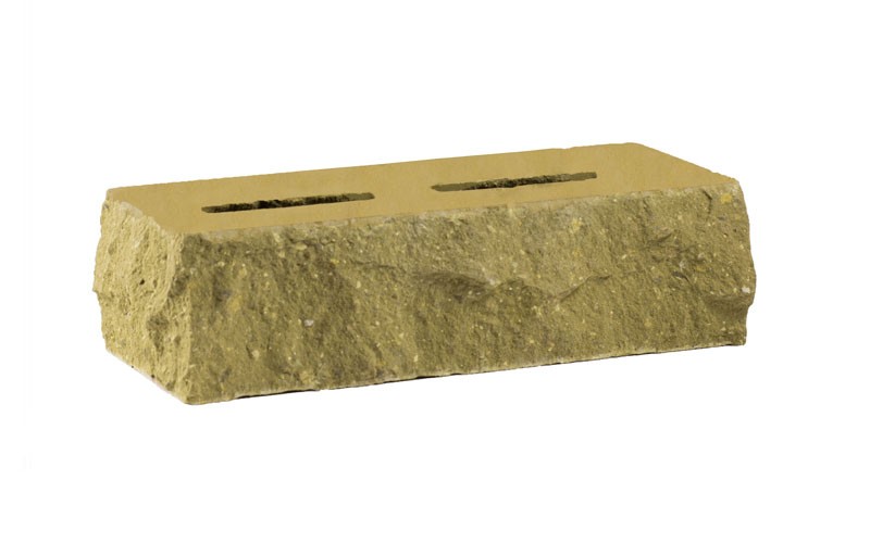 Кирпич лицевой пустотелый «дикий камень», скол: угол,  цвет: «песчаник» (жёлтый)